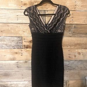 Adrianna Papell Black & Nude Lace Dress. 4